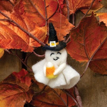 Felted Halloween Candy Corn Ghost Ornament - The Fox Decor